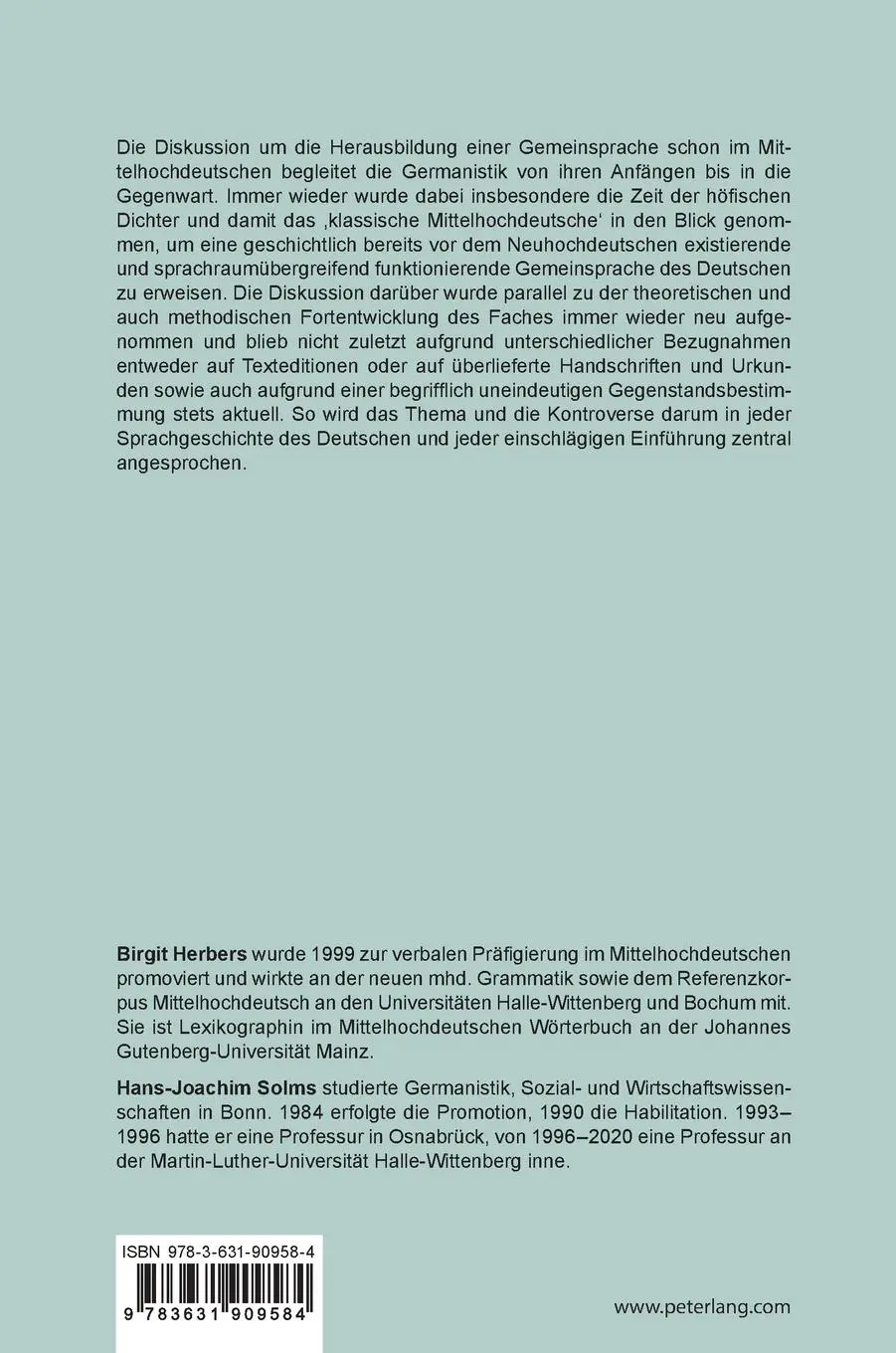 Rückseite: 9783631909584 | Höfische Dichtersprache. Gemeinsprachliche Tendenzen im...