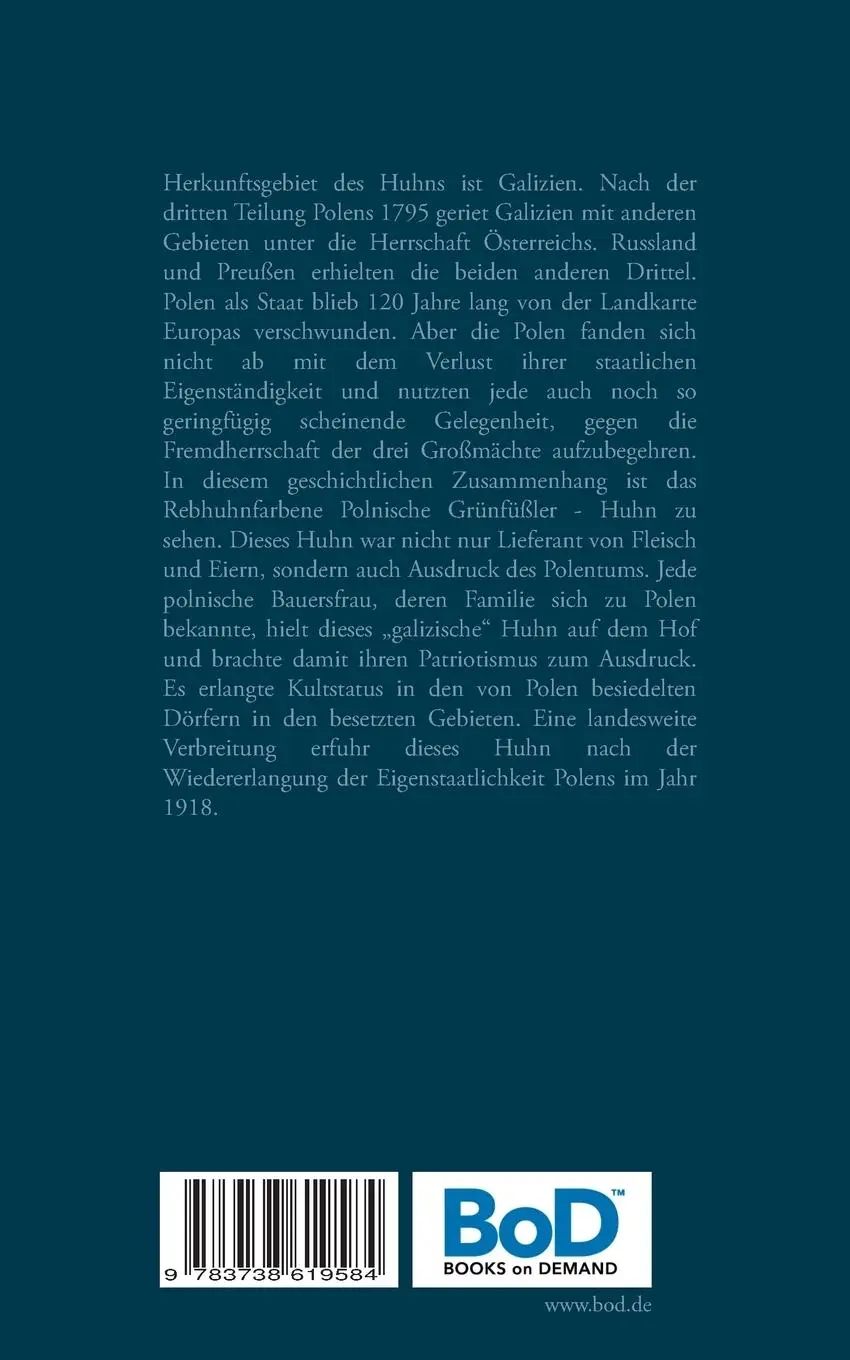 Rückseite: 9783738619584 | Rebhuhnfarbene Polnische Grünfüßler | Das wilde Huhn Europas | Kliem