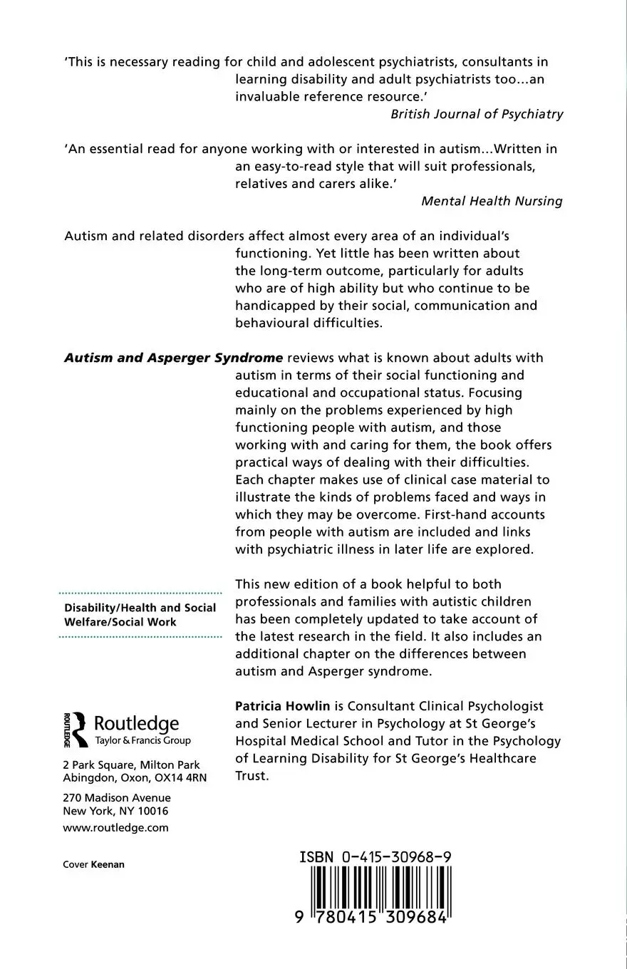 Rückseite: 9780415309684 | Autism and Asperger Syndrome | Preparing for Adulthood | Howlin | Buch