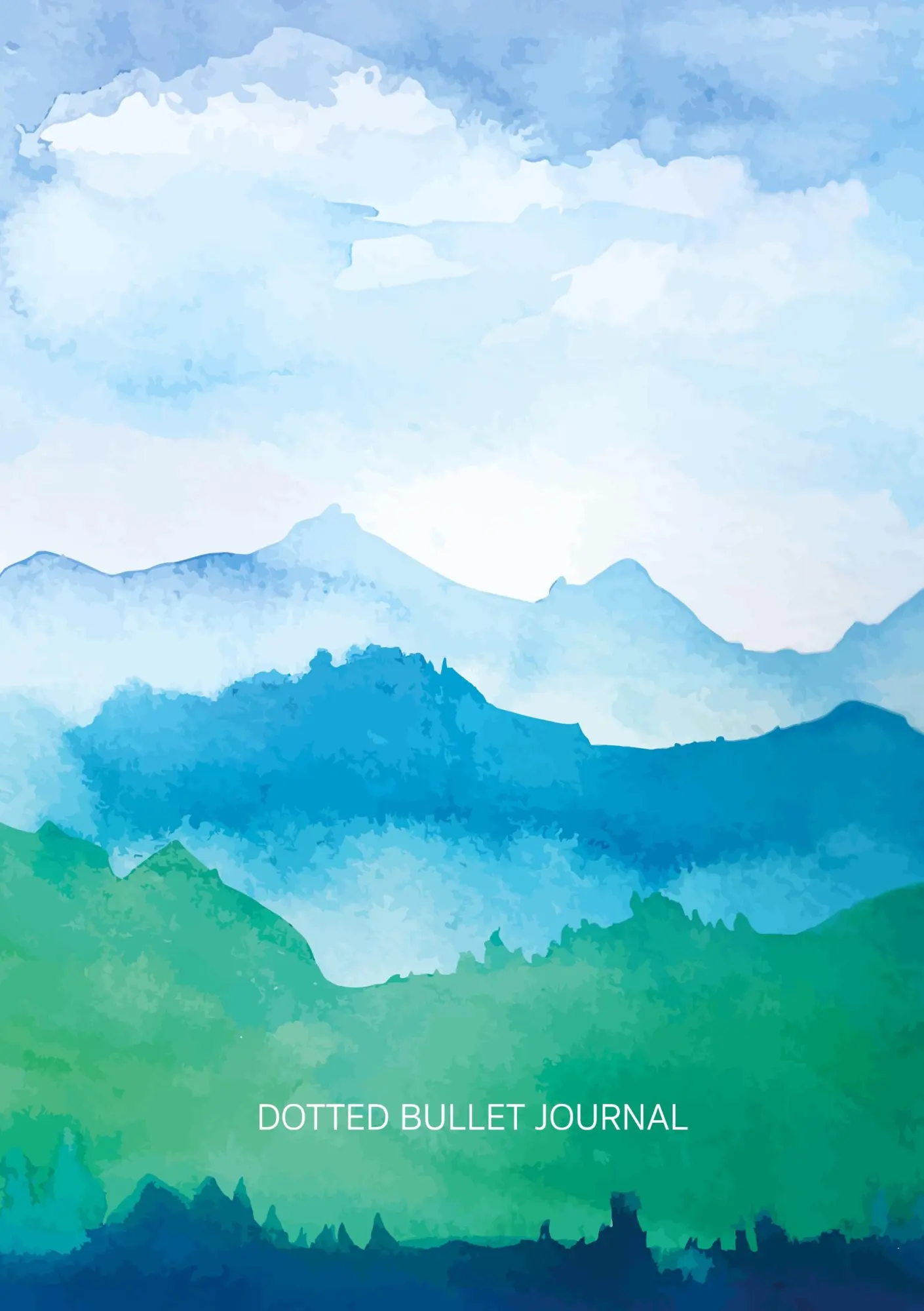 Cover: 9781774379684 | Watercolor Blue &amp; Green Hills - Dotted Bullet Journal | Blank Classic