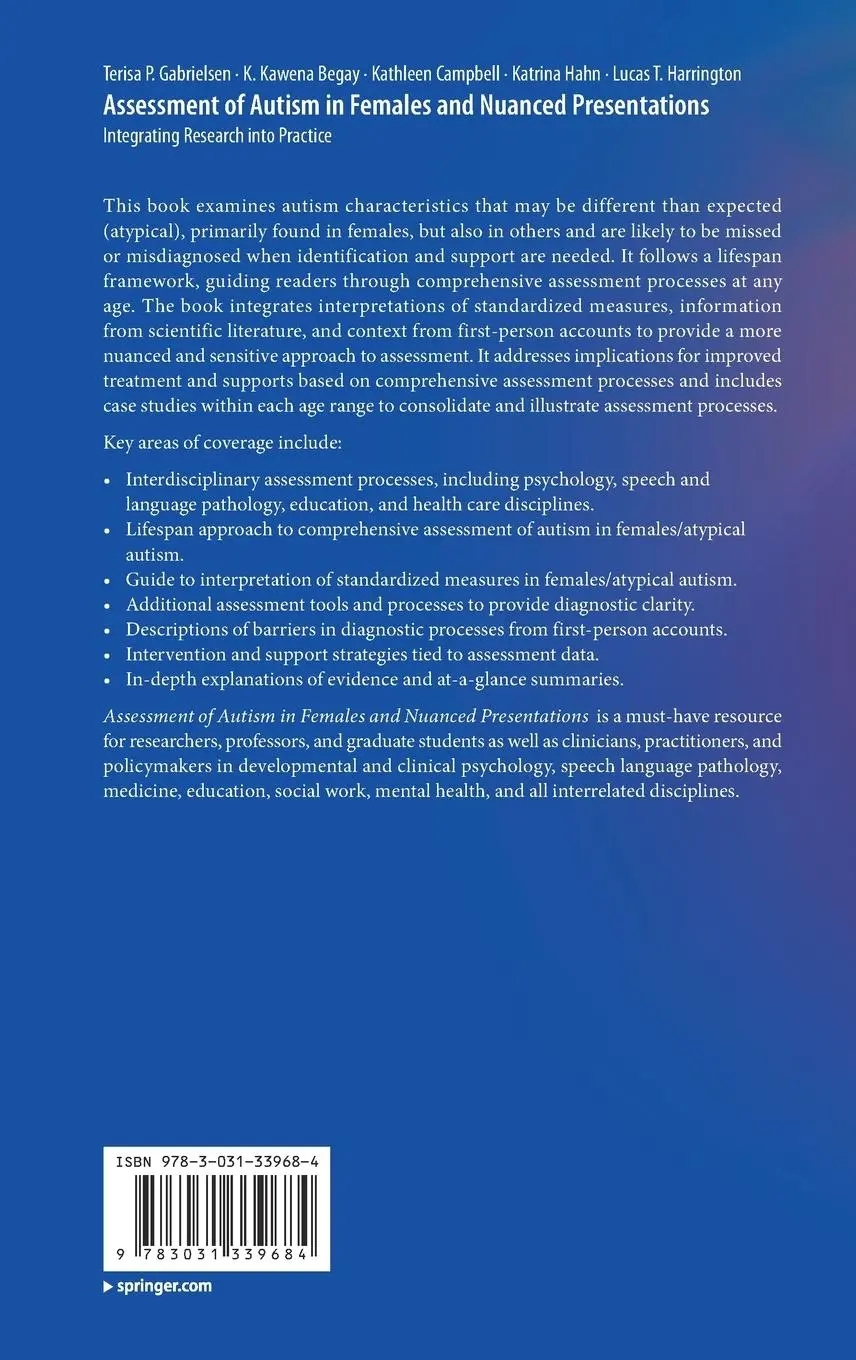 Rückseite: 9783031339684 | Assessment of Autism in Females and Nuanced Presentations | Buch | xxx
