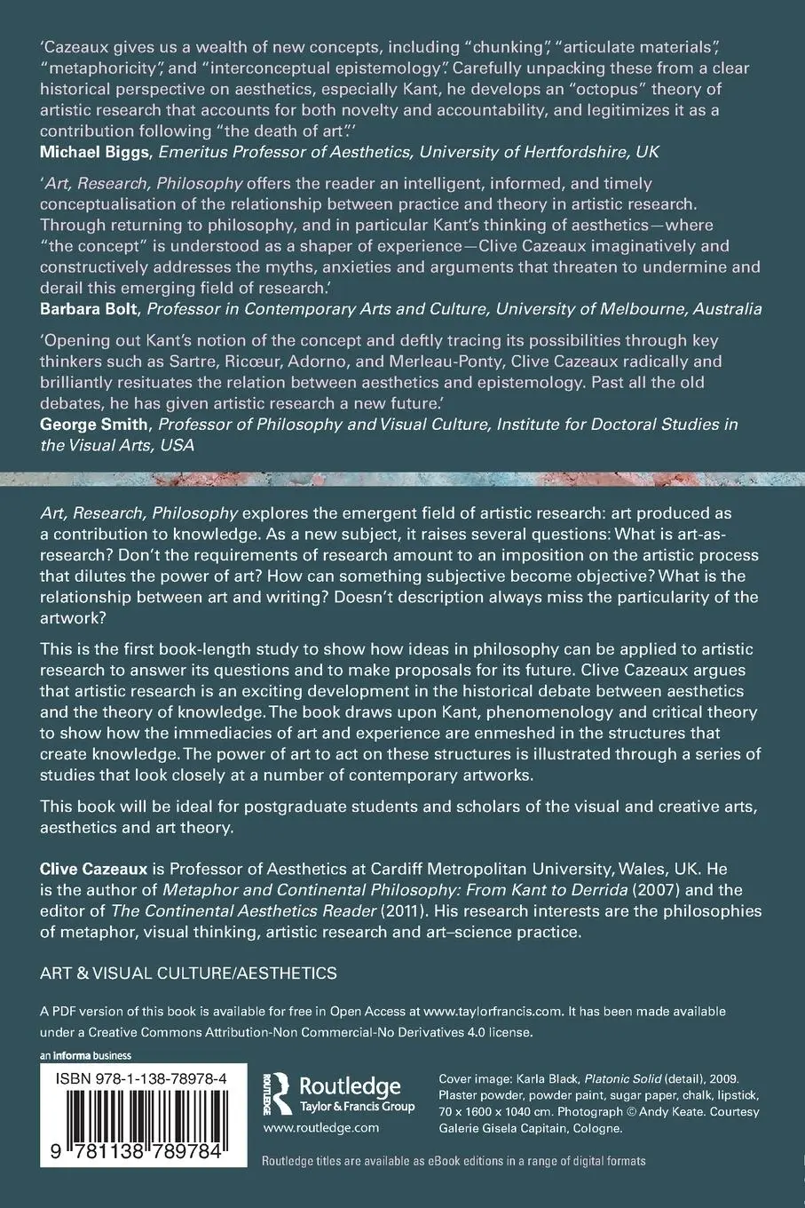 Rückseite: 9781138789784 | Art, Research, Philosophy | Clive Cazeaux | Taschenbuch | Englisch