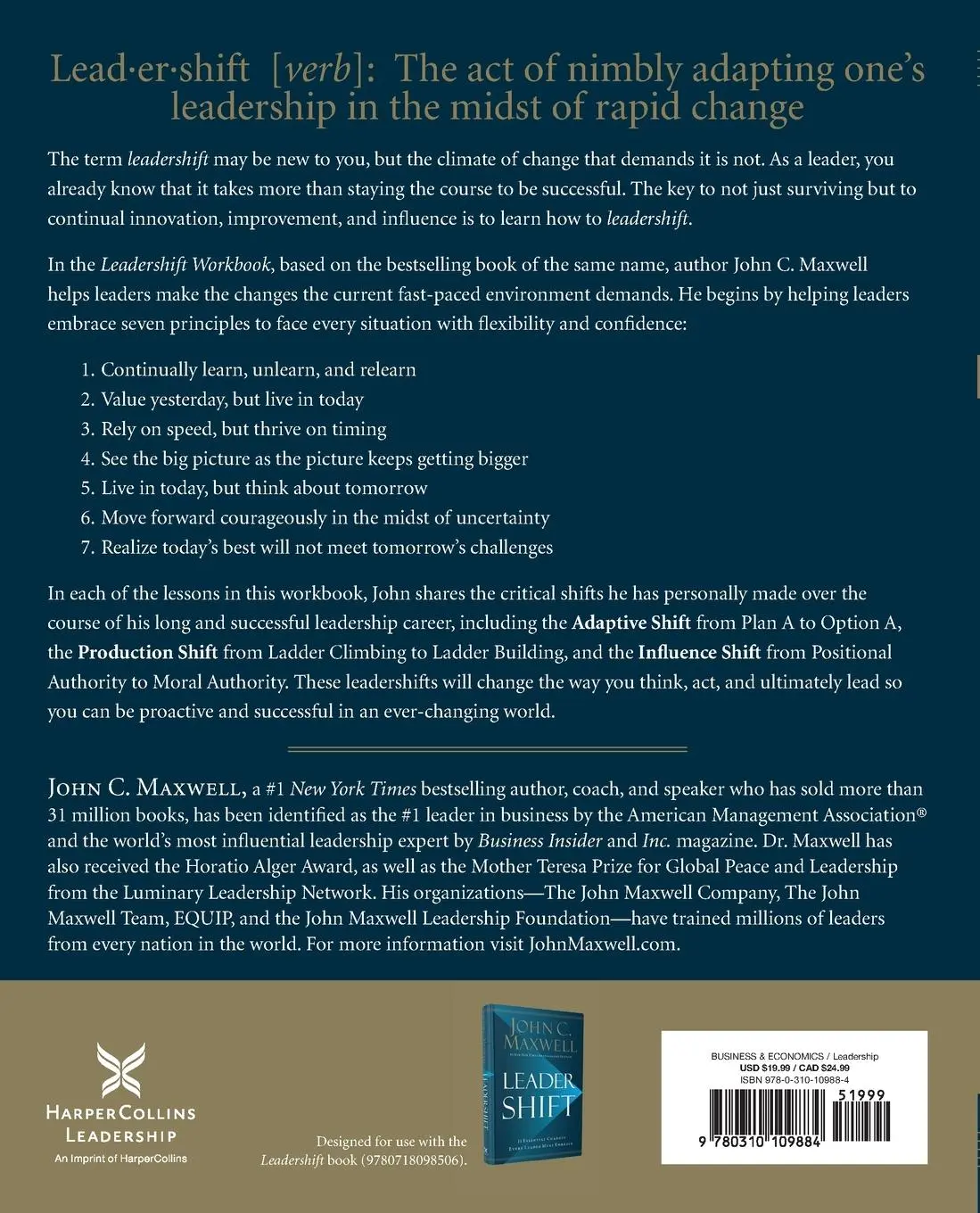 Rückseite: 9780310109884 | Leadershift Workbook Softcover | John Maxwell | Taschenbuch | Englisch