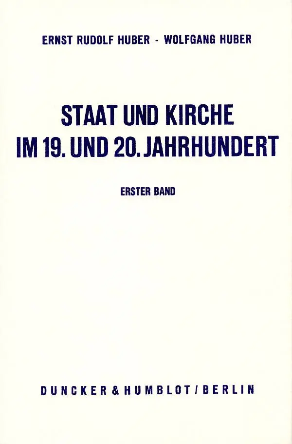 Cover: 9783428029884 | Staat und Kirche im 19. und 20. Jahrhundert. | Huber (u. a.) | Buch