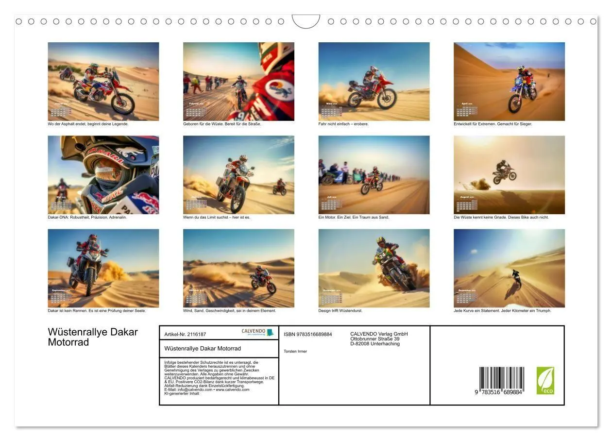 Bild: 9783516689884 | Wüstenrallye Dakar Motorrad (Wandkalender 2026 DIN A3 quer),...