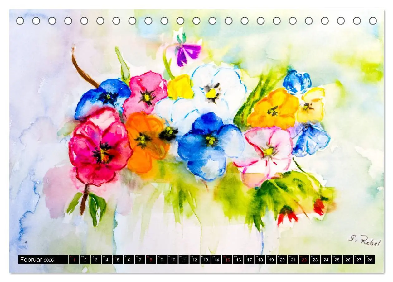 Bild: 9783457969984 | Blumenjahr - Bunte Blüten in Aquarell (Tischkalender 2026 DIN A5...