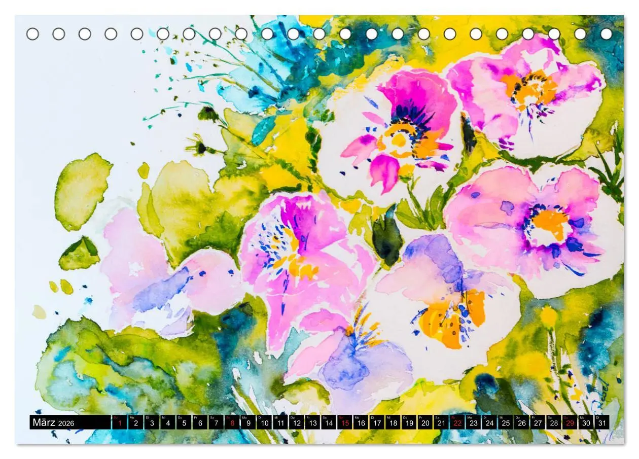 Bild: 9783457969984 | Blumenjahr - Bunte Blüten in Aquarell (Tischkalender 2026 DIN A5...