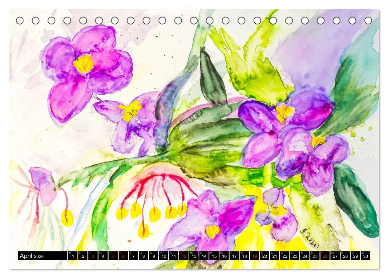Bild: 9783457969984 | Blumenjahr - Bunte Blüten in Aquarell (Tischkalender 2026 DIN A5...