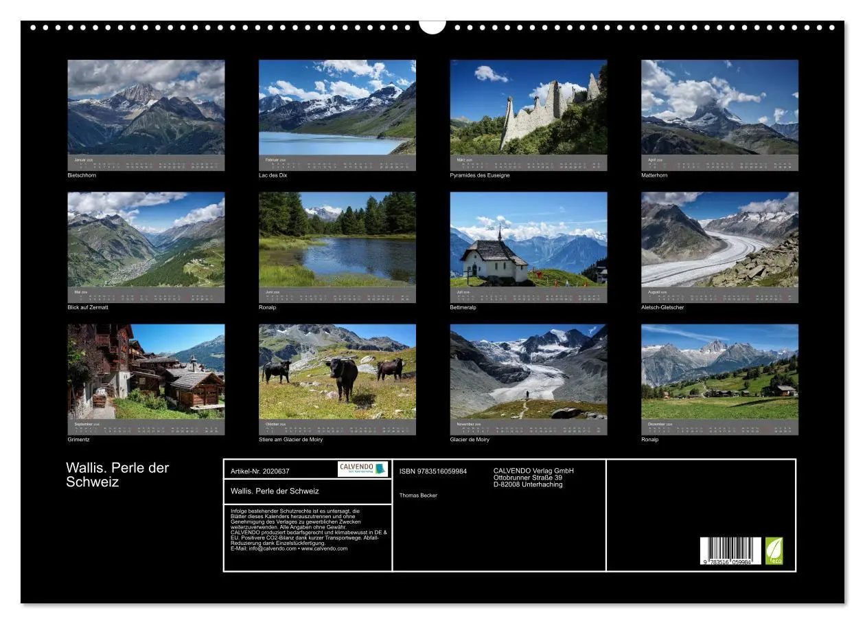 Bild: 9783516059984 | Wallis. Perle der Schweiz (Wandkalender 2026 DIN A2 quer), CALVENDO...