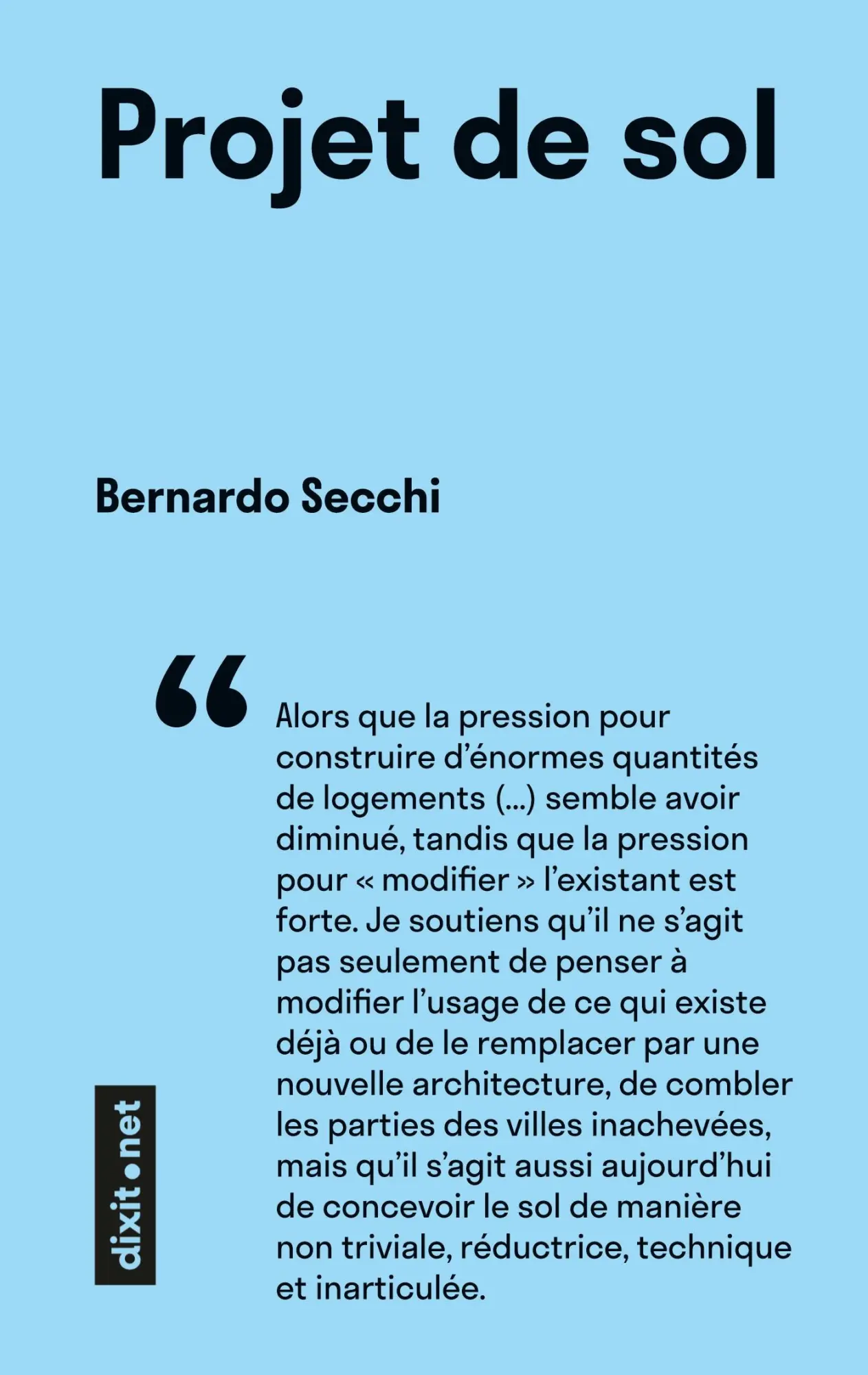 Cover: 9782381300085 | Projet de sol | Bernardo Secchi | Taschenbuch | Französisch | 2024
