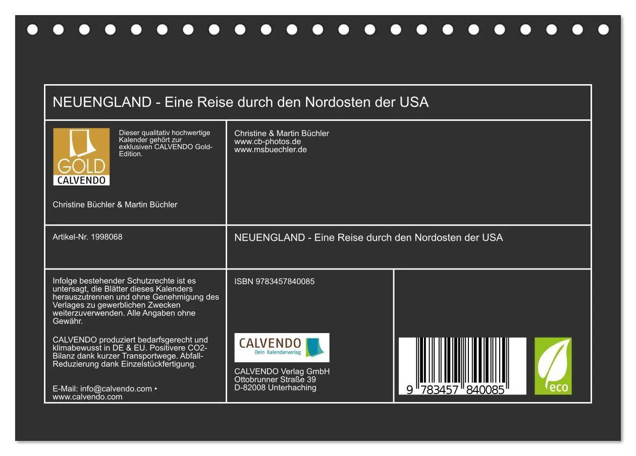 Bild: 9783457840085 | NEUENGLAND - Eine Reise durch den Nordosten der USA (Tischkalender...