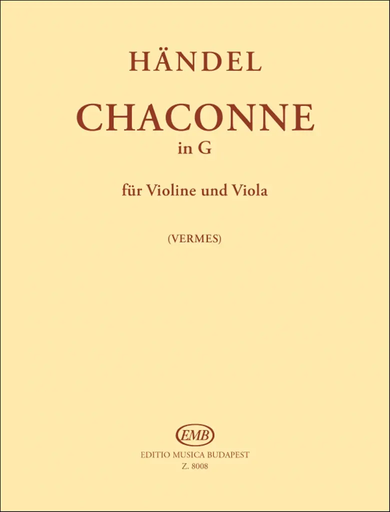 Cover: 9790080080085 | Chaconne in G für Violine und Viola Partitur | Georg Friedrich Händel