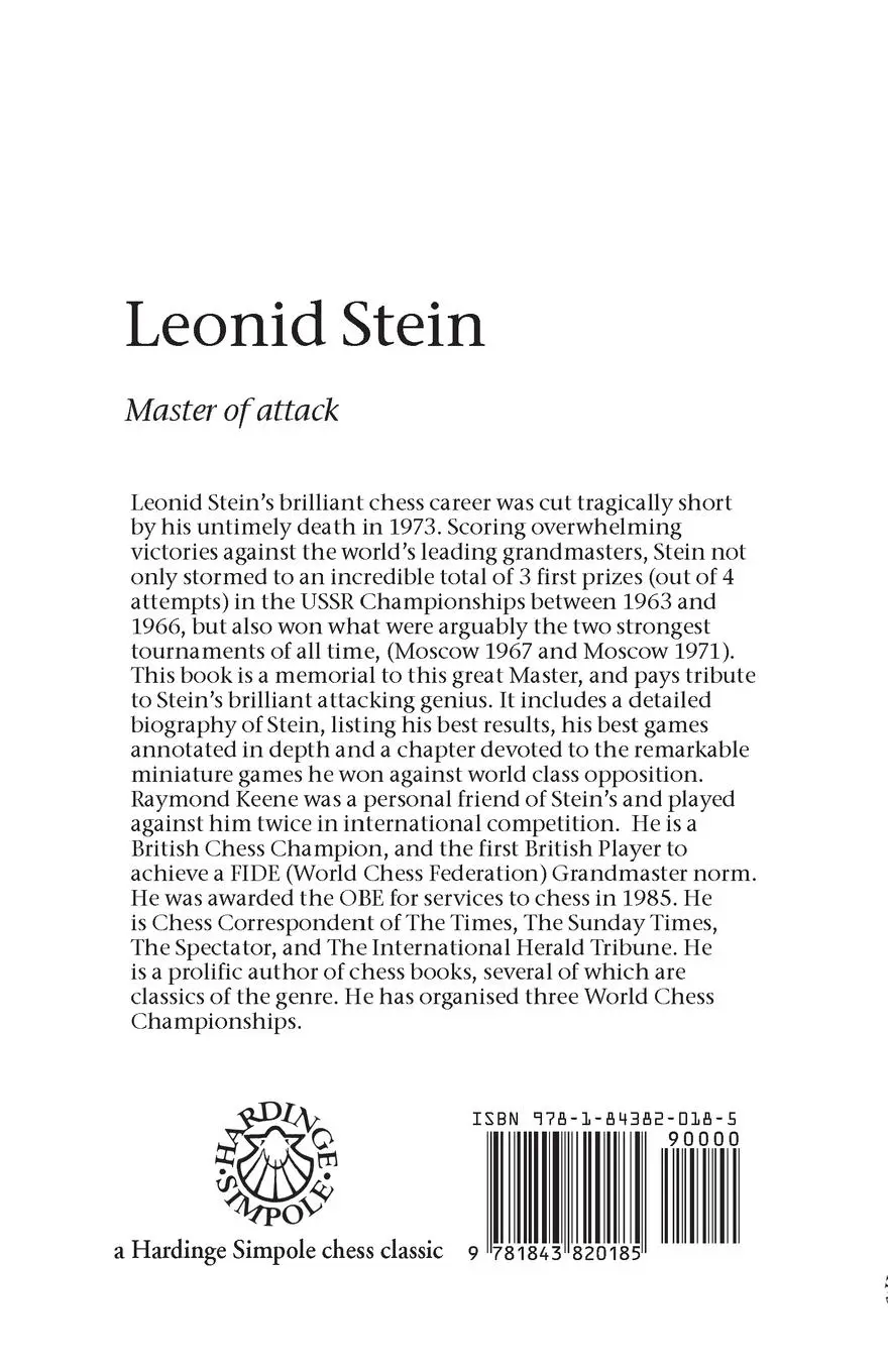 Rückseite: 9781843820185 | Leonid Stein - Master of attack | Raymond Keene | Taschenbuch | 2002
