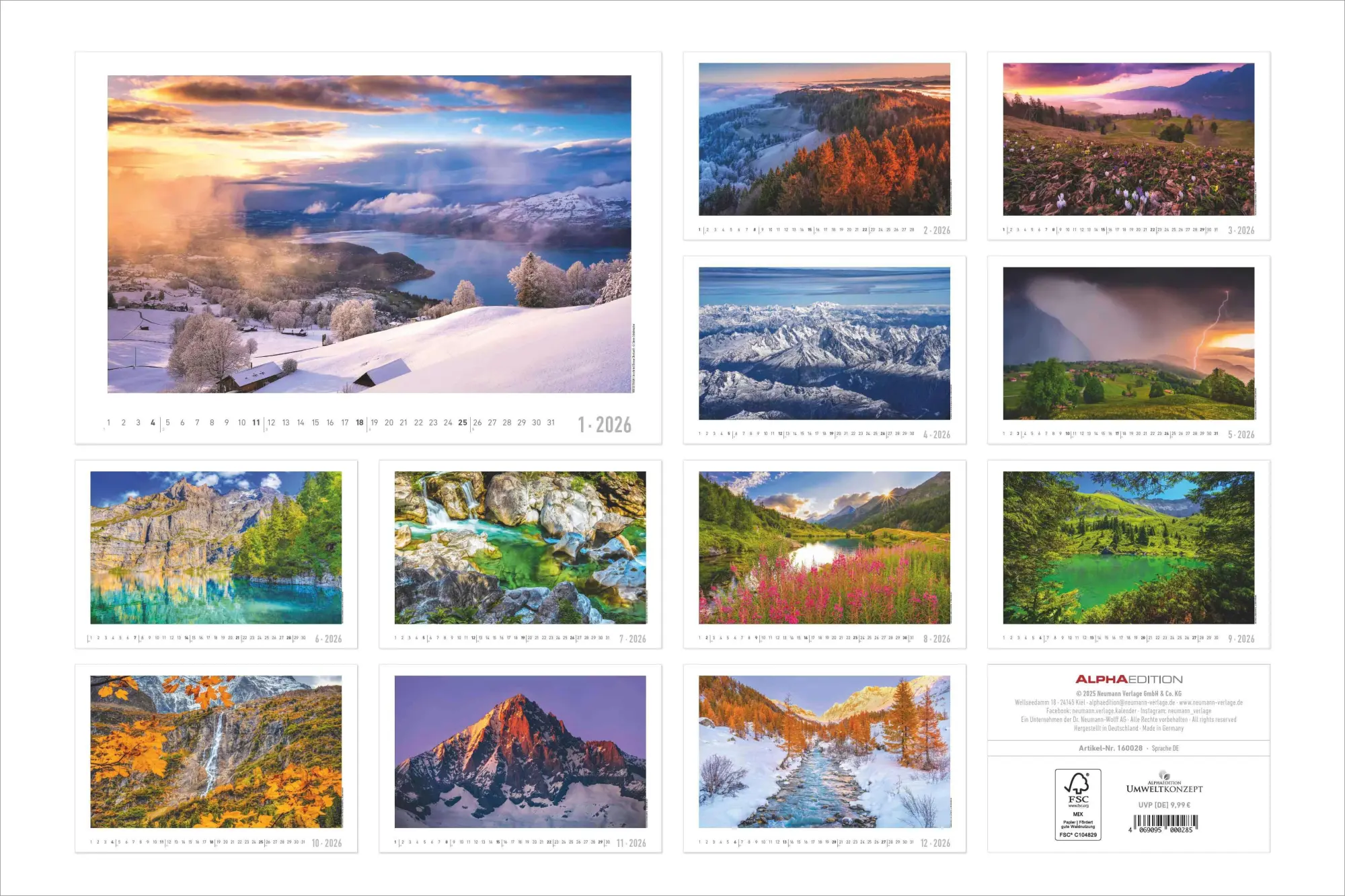 Rückseite: 4069095000285 | Faszinierende Alpen 2026 - Bildkalender 49,5x33 cm | Kalender | 14 S.