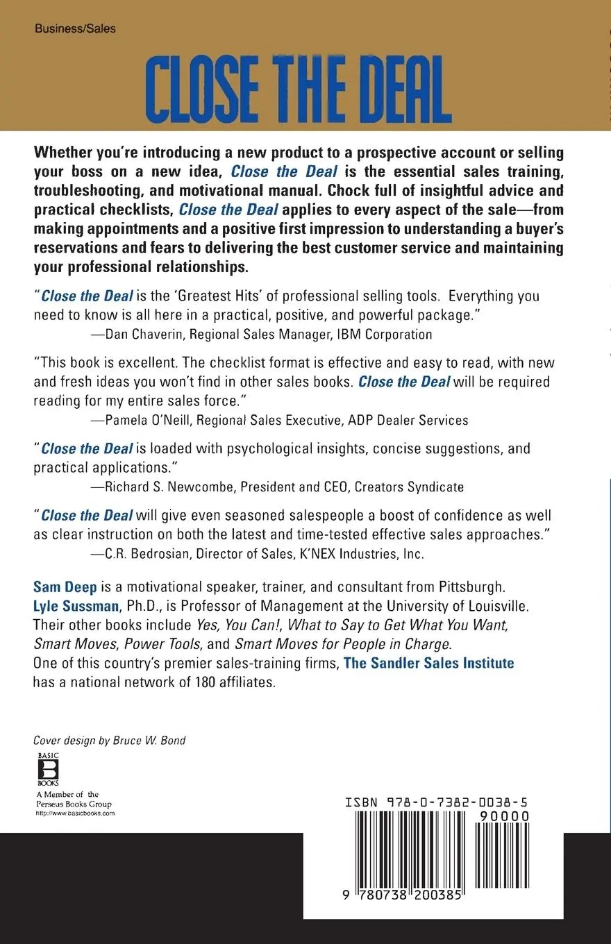 Rückseite: 9780738200385 | Close The Deal | Sam Deep (u. a.) | Taschenbuch | Englisch | 1998
