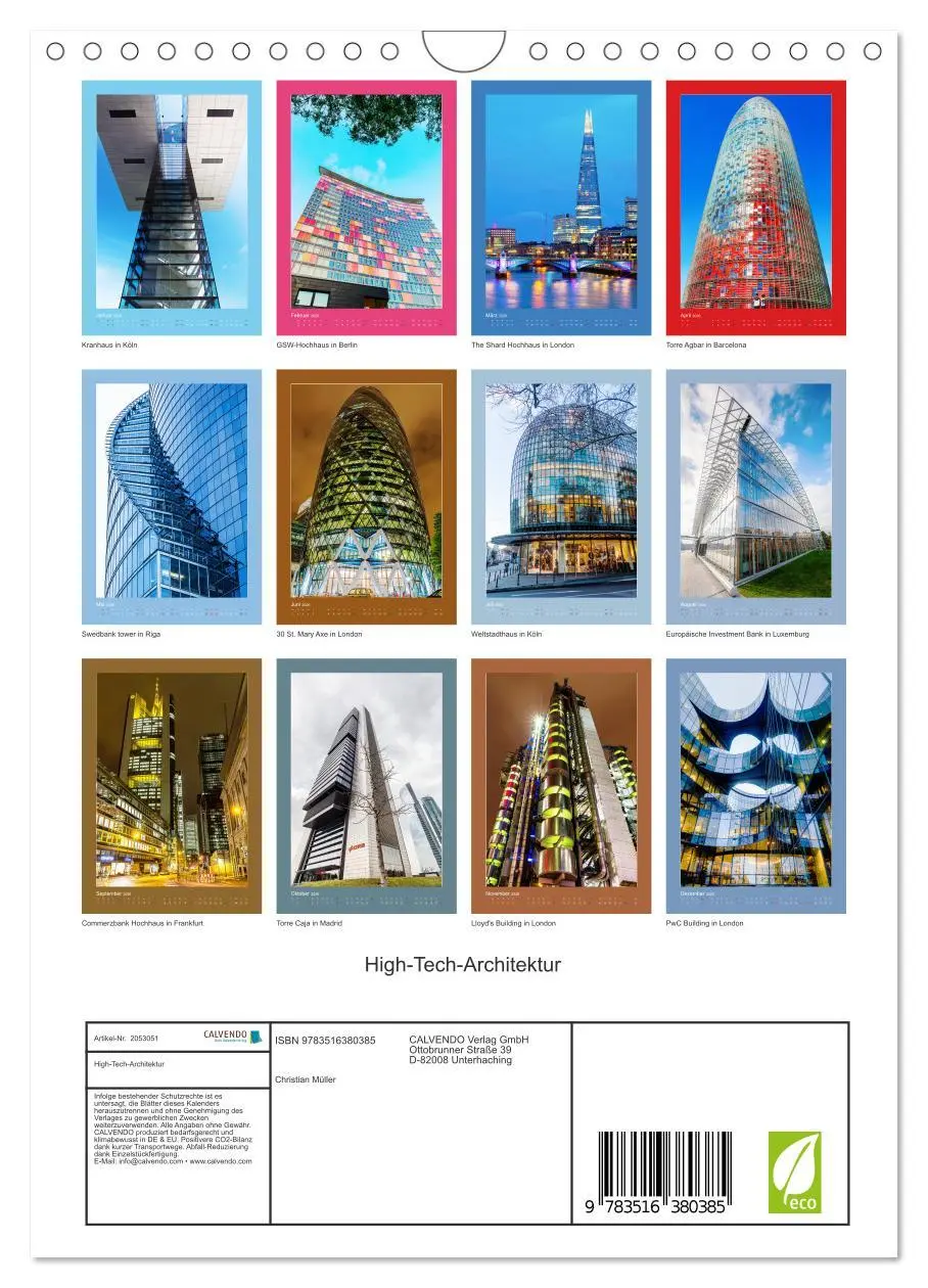 Bild: 9783516380385 | High-Tech-Architektur (Wandkalender 2026 DIN A4 hoch), CALVENDO...