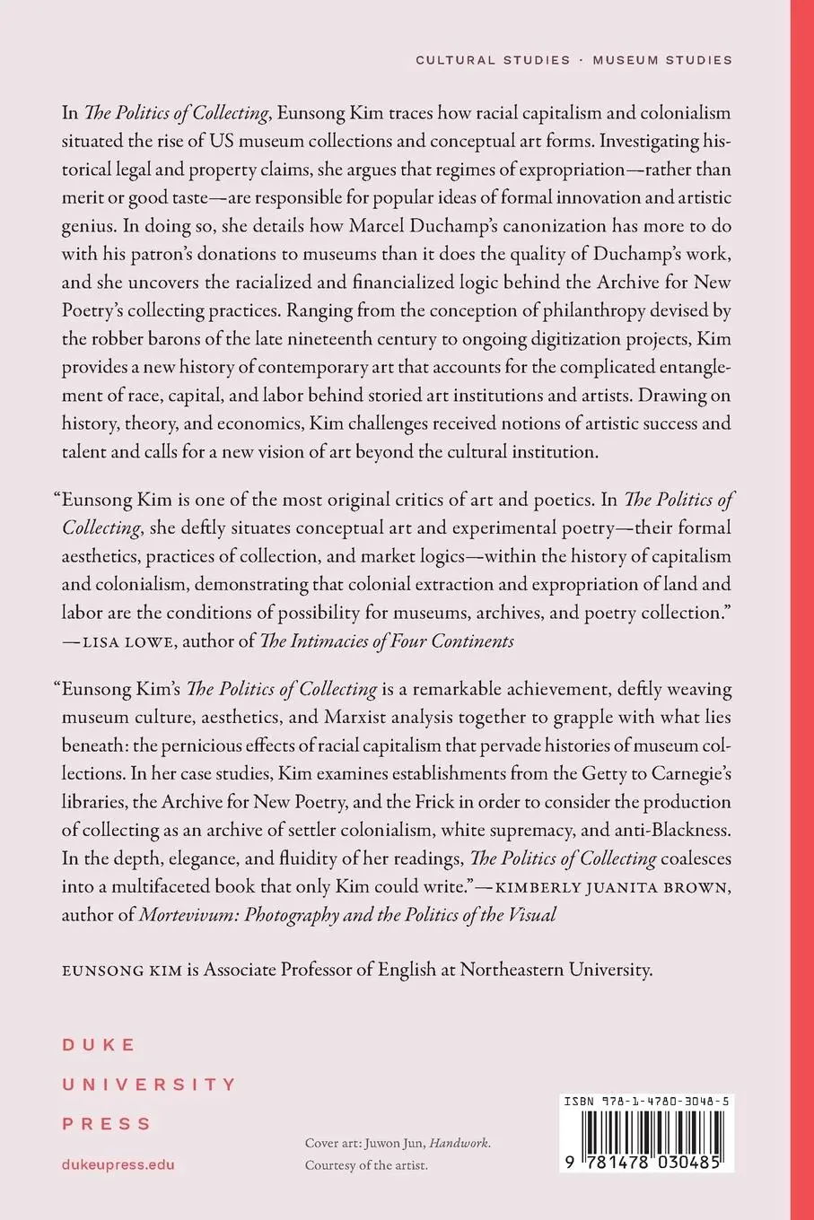 Rückseite: 9781478030485 | The Politics of Collecting | Race and the Aestheticization of Property