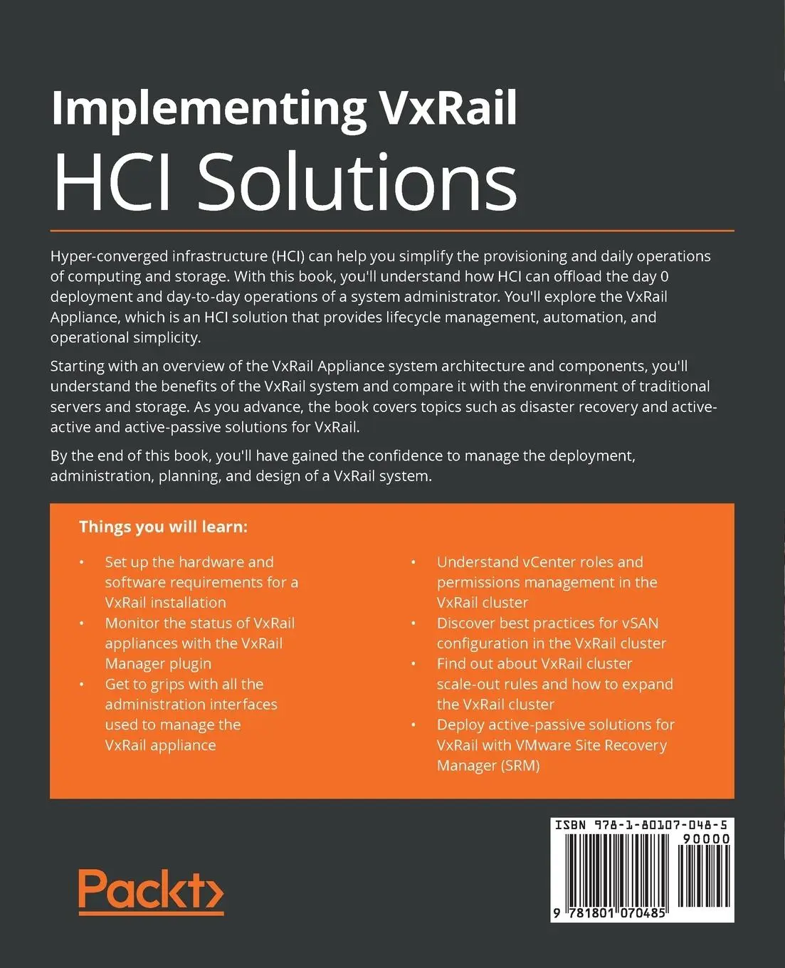 Rückseite: 9781801070485 | Implementing VxRail HCI Solutions | Victor Wu | Taschenbuch | Englisch