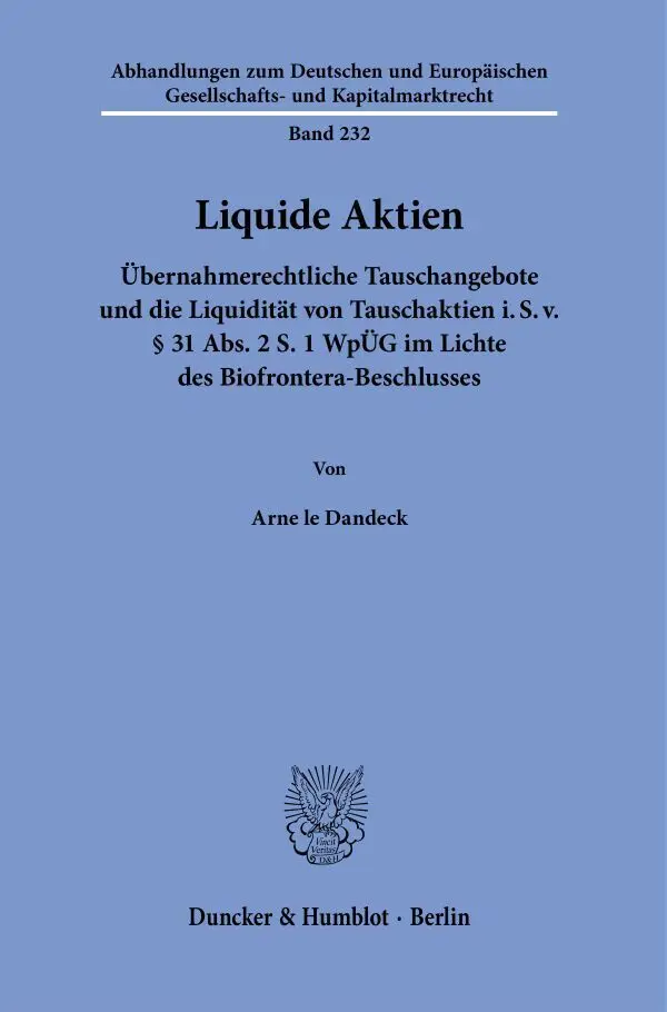 Liquide Aktien. - Dandeck, Arne le