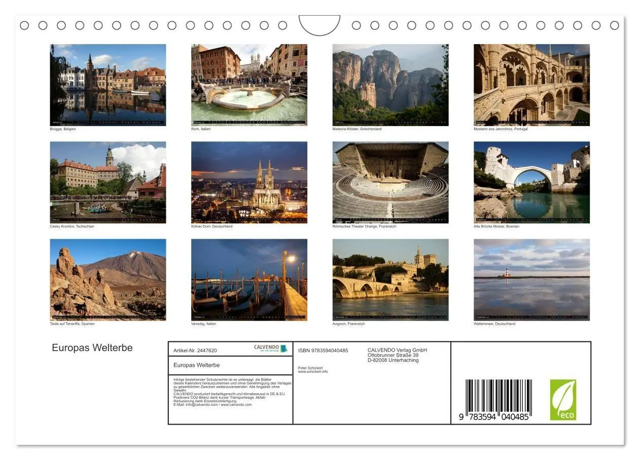 Bild: 9783594040485 | Europas Welterbe (Wandkalender 2027 DIN A4 quer), CALVENDO...