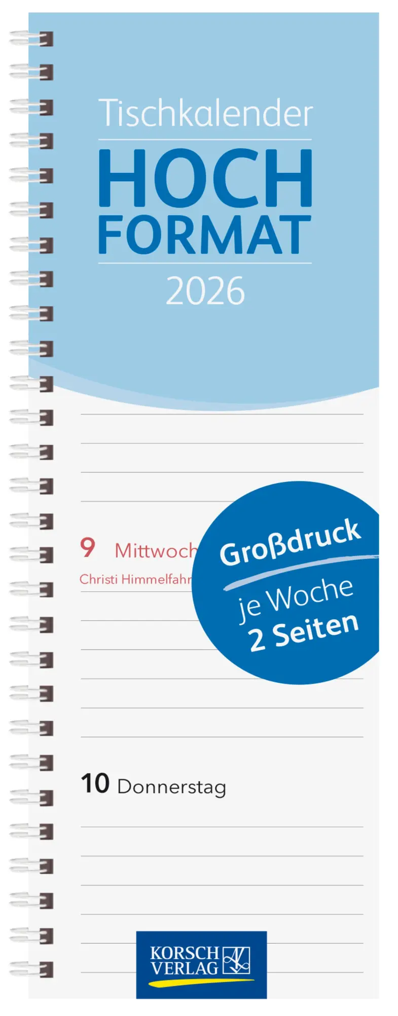 Cover: 9783731890485 | Tischkalender Hochformat Großdruck 2026 | Verlag Korsch | Kalender