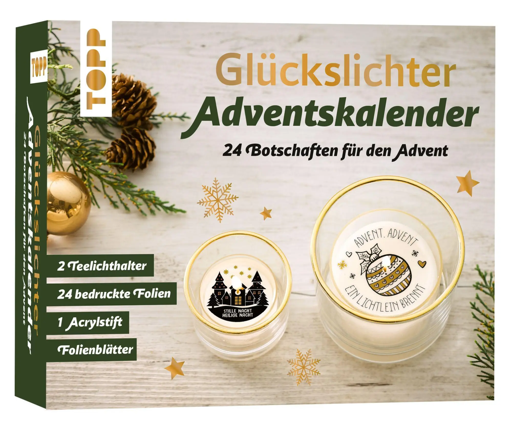 Cover: 4007742170585 | Adventskalender Glückslichter | 24 Teelicht Botschaften | Frechverlag