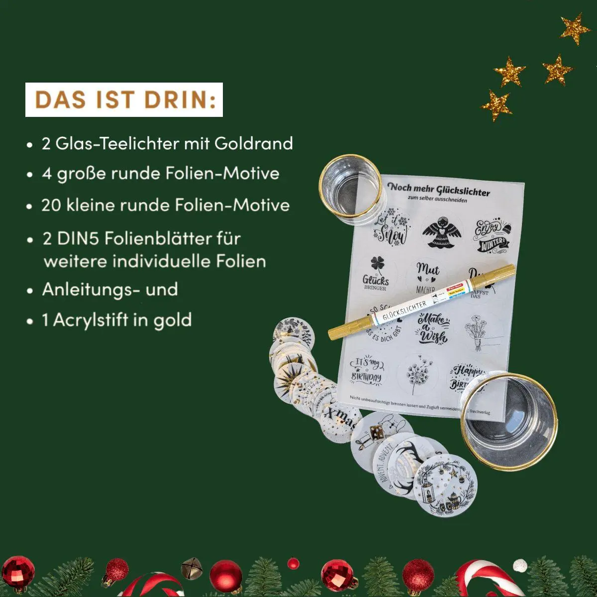 Bild: 4007742170585 | Adventskalender Glückslichter | 24 Teelicht Botschaften | Frechverlag