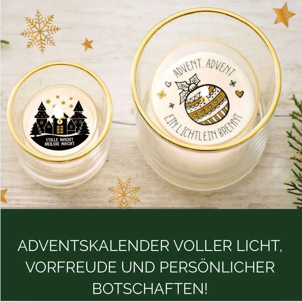 Bild: 4007742170585 | Adventskalender Glückslichter | 24 Teelicht Botschaften | Frechverlag