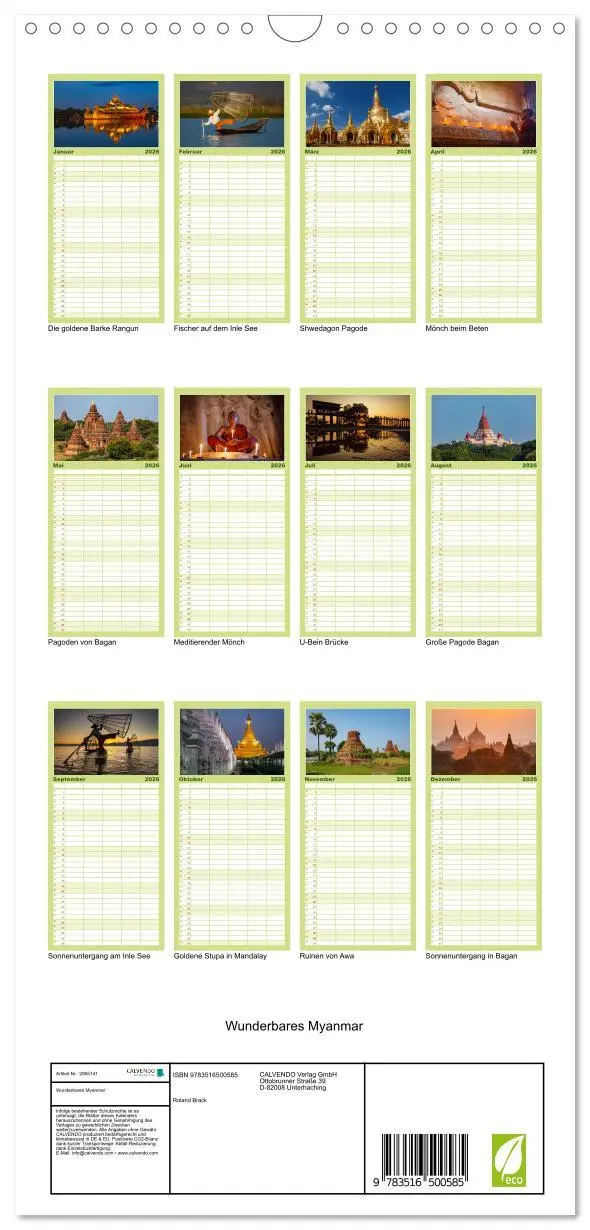 Bild: 9783516500585 | Familienplaner 2026 - Wunderbares Myanmar mit 5 Spalten...