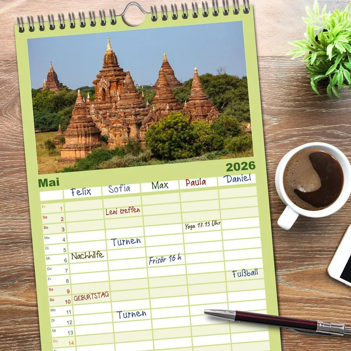 Bild: 9783516500585 | Familienplaner 2026 - Wunderbares Myanmar mit 5 Spalten...