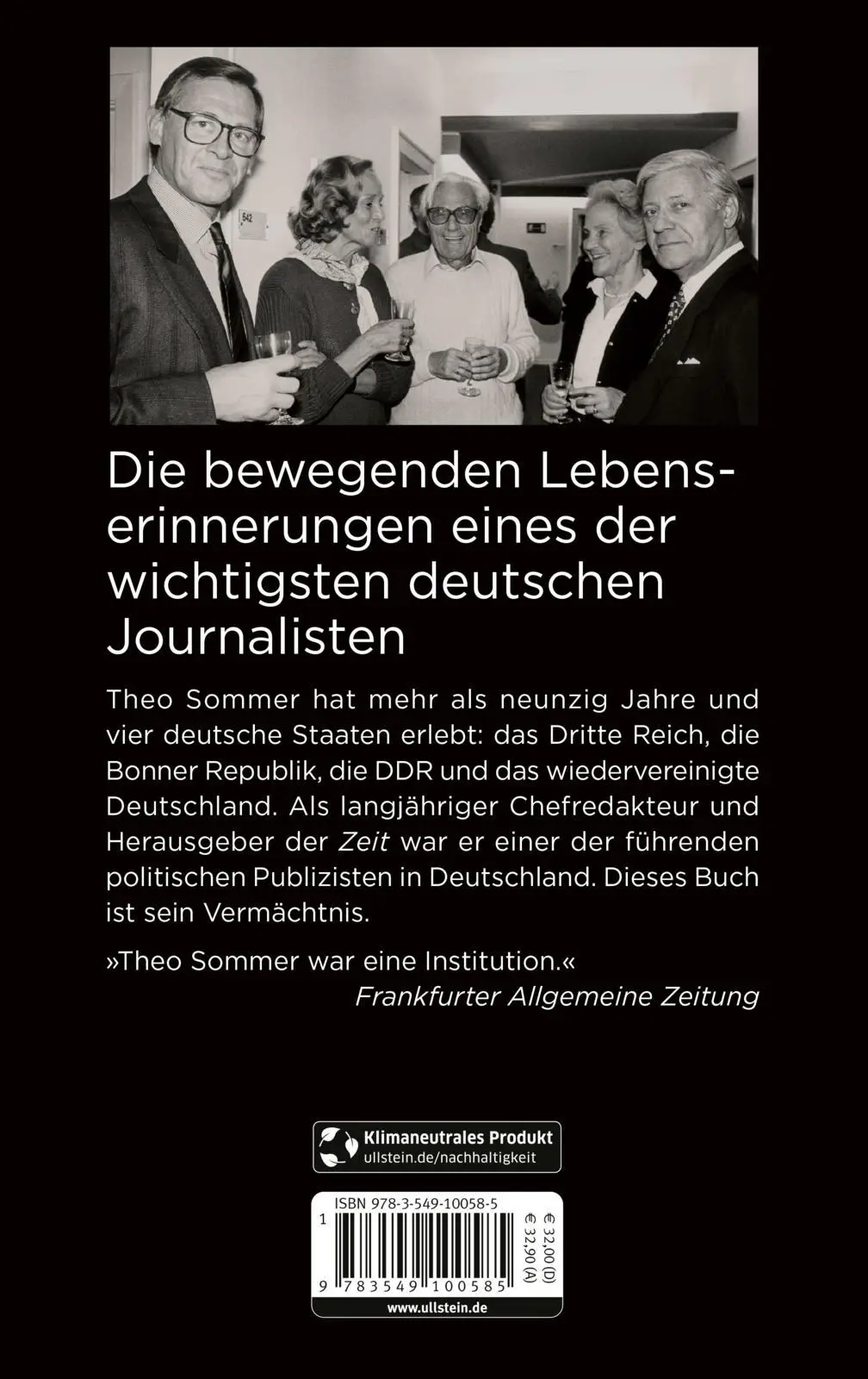 Rückseite: 9783549100585 | Zeit meines Lebens | Theo Sommer | Buch | 512 S. | Deutsch | 2022