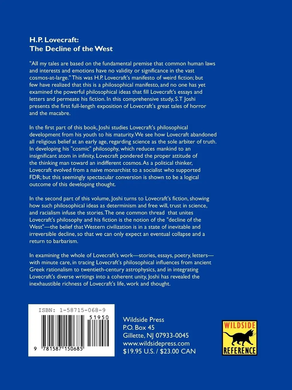 Rückseite: 9781587150685 | H.P. Lovecraft | The Decline of the West | S. T. Joshi | Taschenbuch
