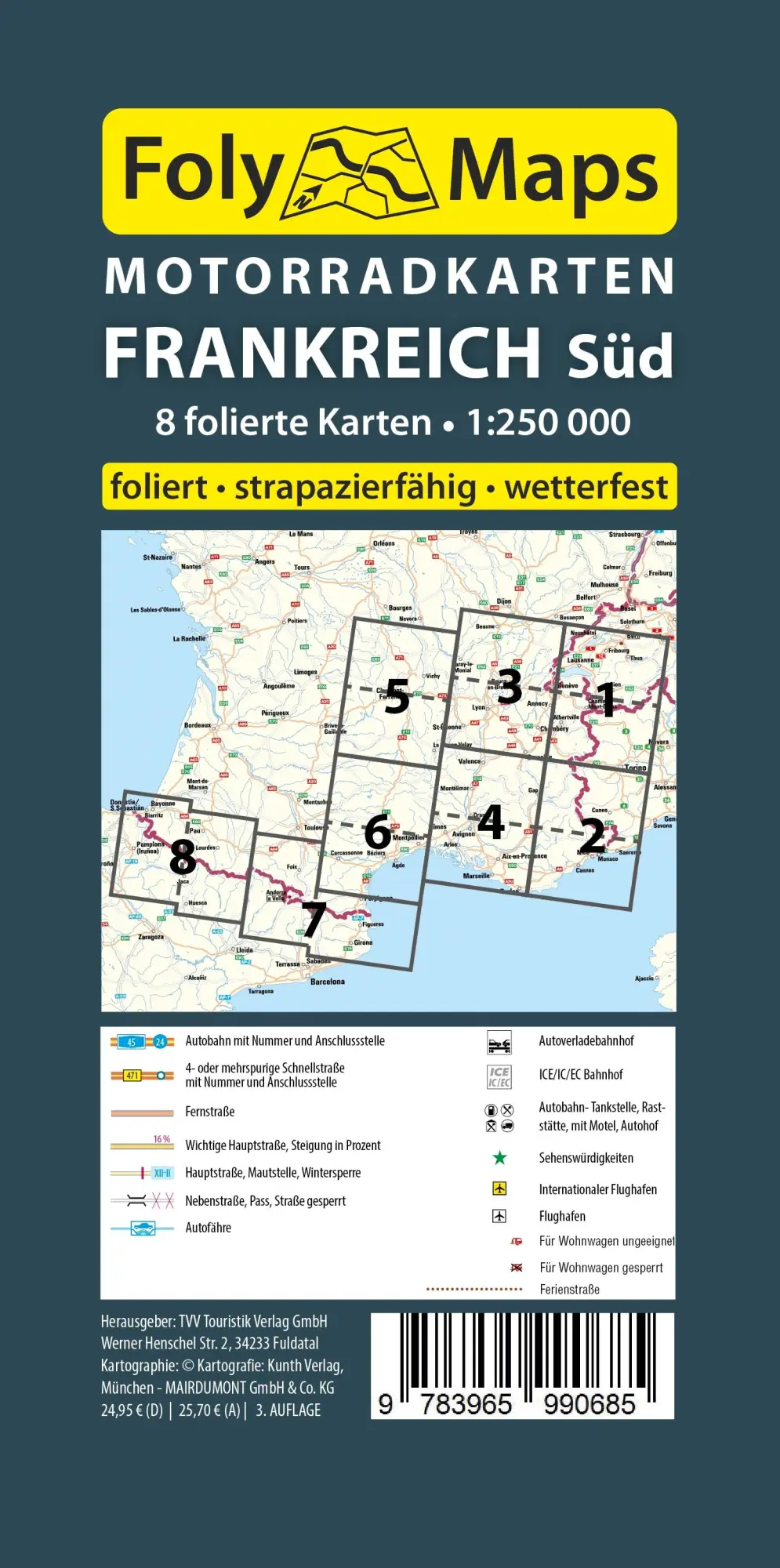 Rückseite: 9783965990685 | FolyMaps Motorradkarten Frankreich Süd | (Land-)Karte | SET | Deutsch
