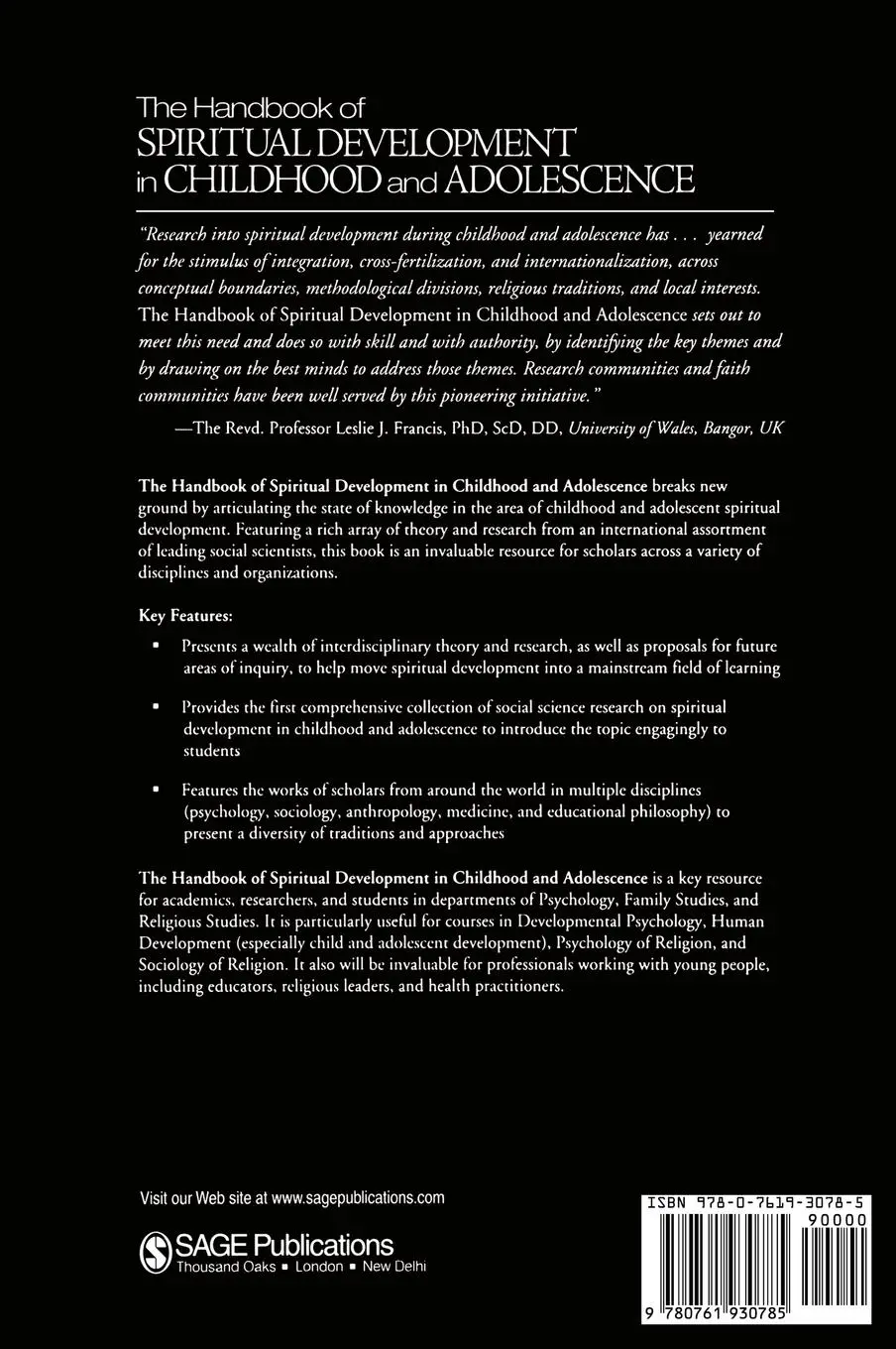 Rückseite: 9780761930785 | The Handbook of Spiritual Development in Childhood and Adolescence