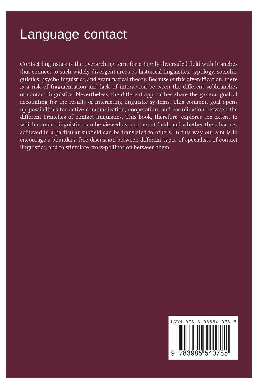 Rückseite: 9783985540785 | Language contact | Rik van Gijn (u. a.) | Buch | Englisch | 2023