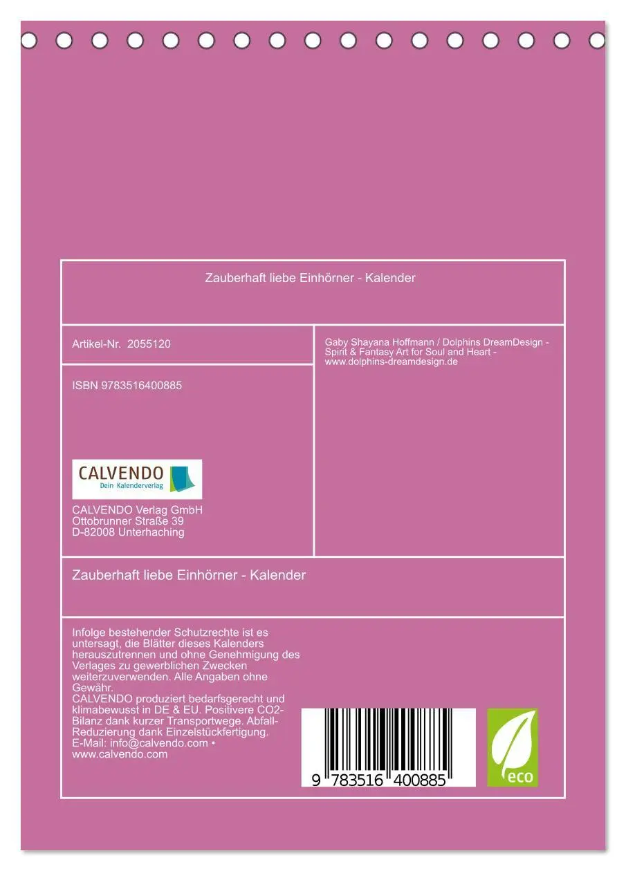 Bild: 9783516400885 | Zauberhaft liebe Einhörner - Kalender (Tischkalender 2026 DIN A5...