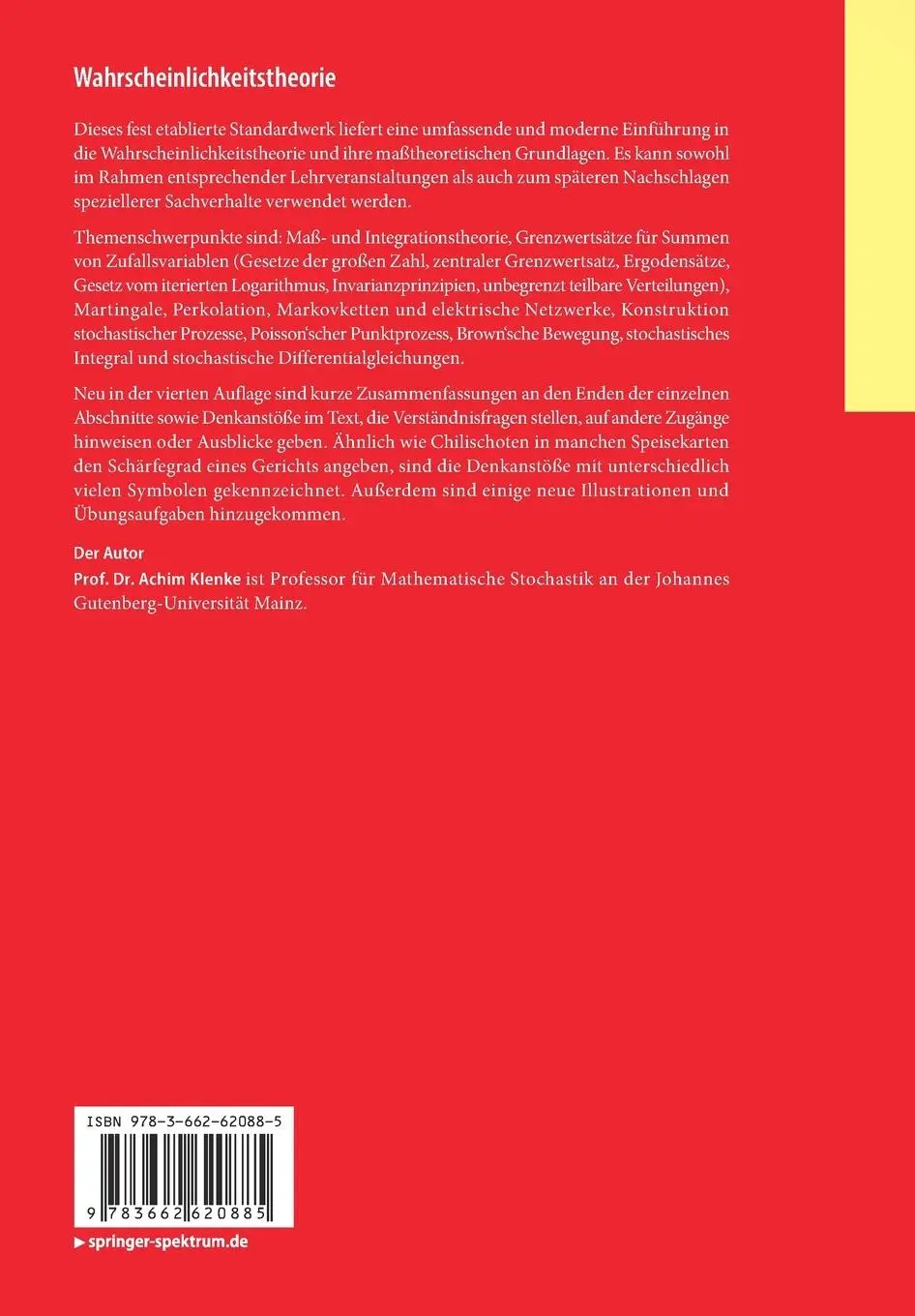 Rückseite: 9783662620885 | Wahrscheinlichkeitstheorie | Achim Klenke | Taschenbuch | XIV | 2020