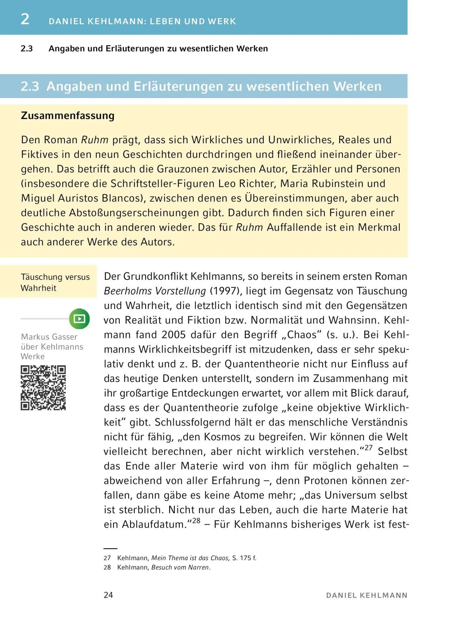 Bild: 9783804420885 | Ruhm - Textanalyse und Interpretation | Daniel Kehlmann | Taschenbuch