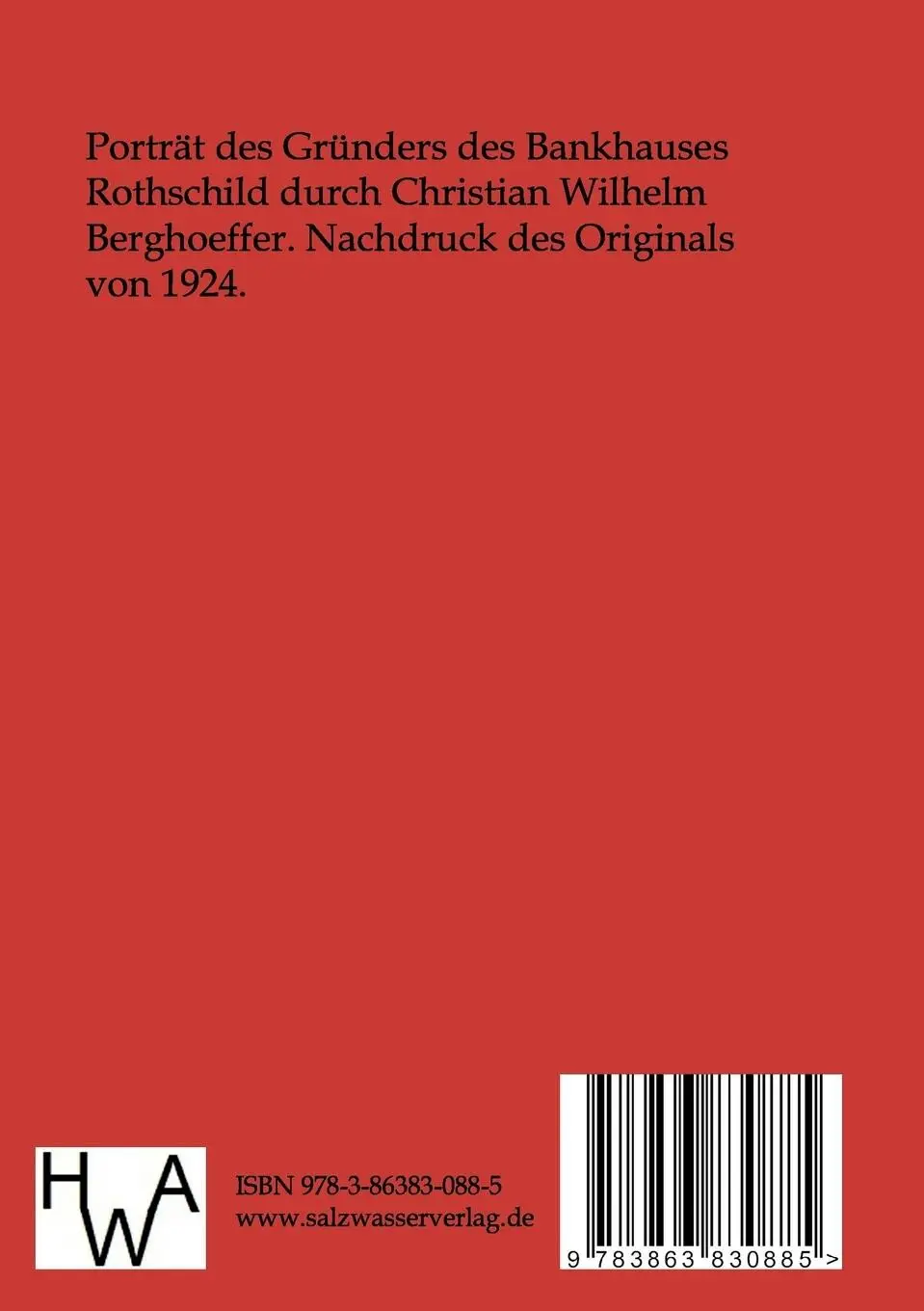 Rückseite: 9783863830885 | Meyer Amschel Rothschild | Christian Wilhelm Berghoeffer | Taschenbuch