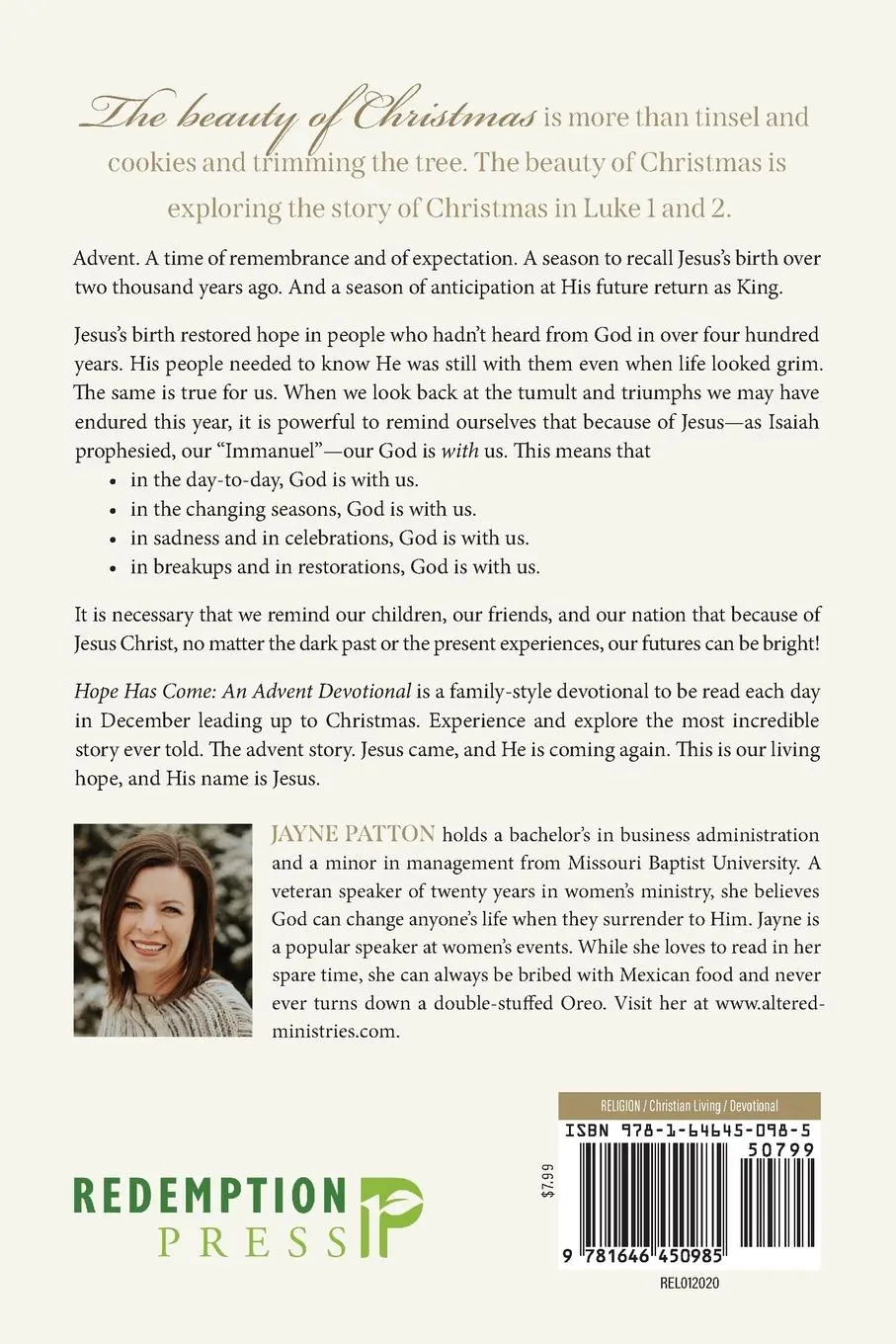 Rückseite: 9781646450985 | Hope Has Come | An Advent Devotional | Jayne Martin Patton | Buch