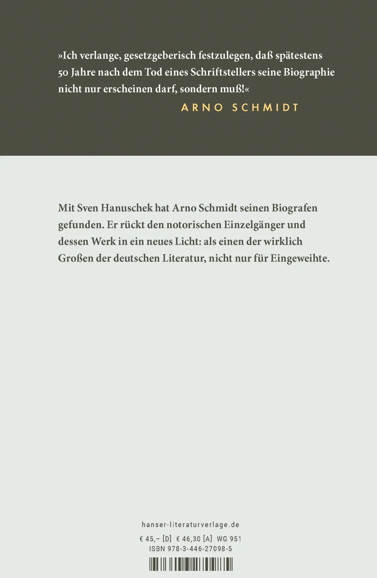 Bild: 9783446270985 | Arno Schmidt | Biografie | Sven Hanuschek | Buch | Mit Lesebändchen