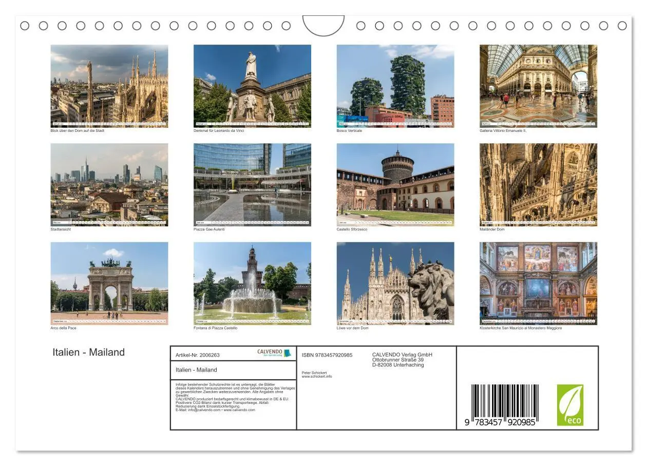 Bild: 9783457920985 | Italien - Mailand (Wandkalender 2026 DIN A4 quer), CALVENDO...