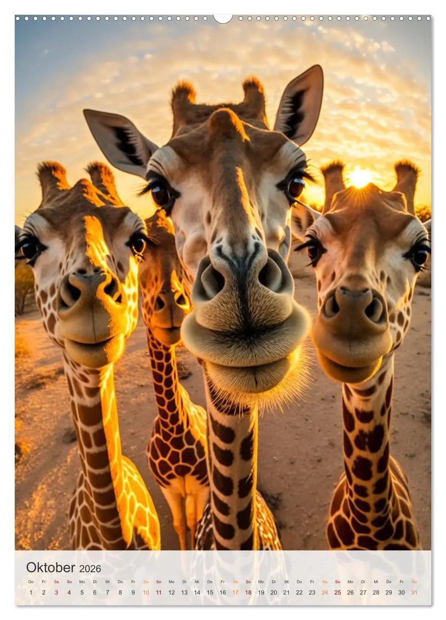 Bild: 9783516320985 | Lustige Tier-Selfies (Wandkalender 2026 DIN A2 hoch), CALVENDO...