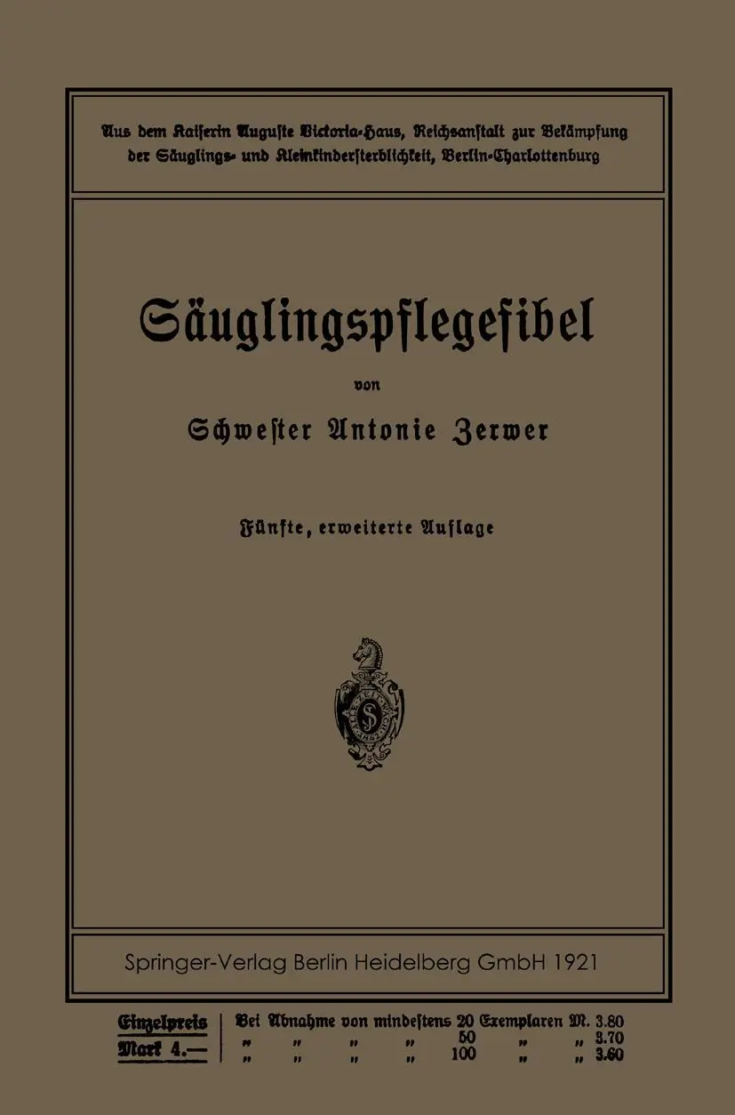 Cover: 9783662230985 | Säuglingspflegefibel | Antonie Zerwer (u. a.) | Taschenbuch | 72 S.