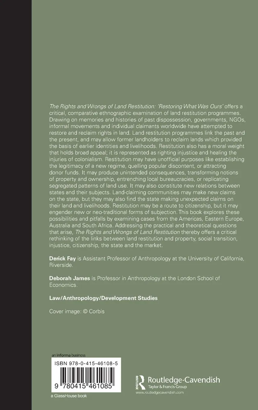 Rückseite: 9780415461085 | The Rights and Wrongs of Land Restitution | 'Restoring What Was Ours'