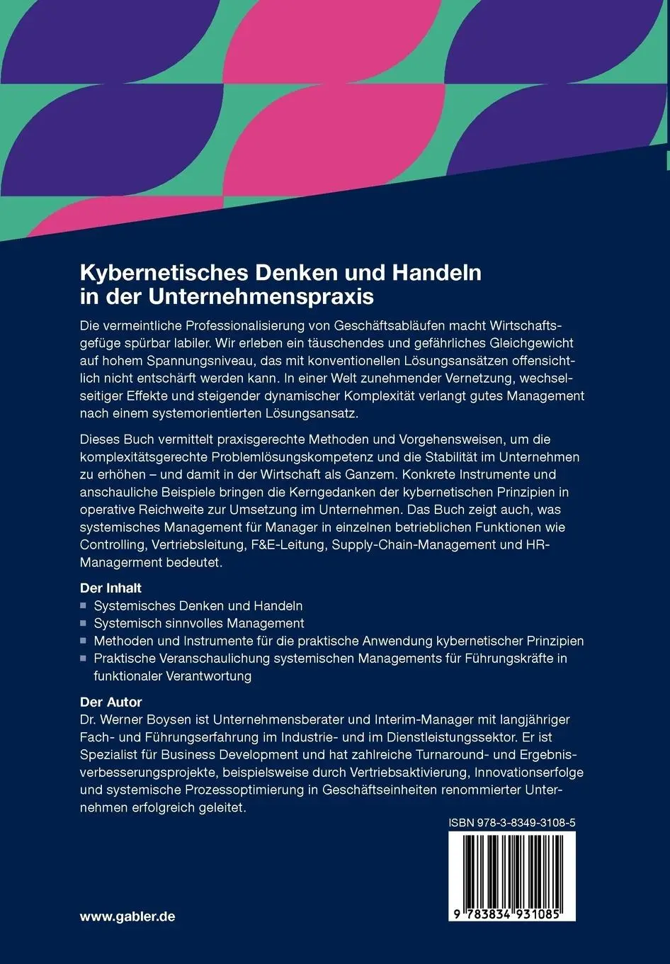 Rückseite: 9783834931085 | Kybernetisches Denken und Handeln in der Unternehmenspraxis | Boysen