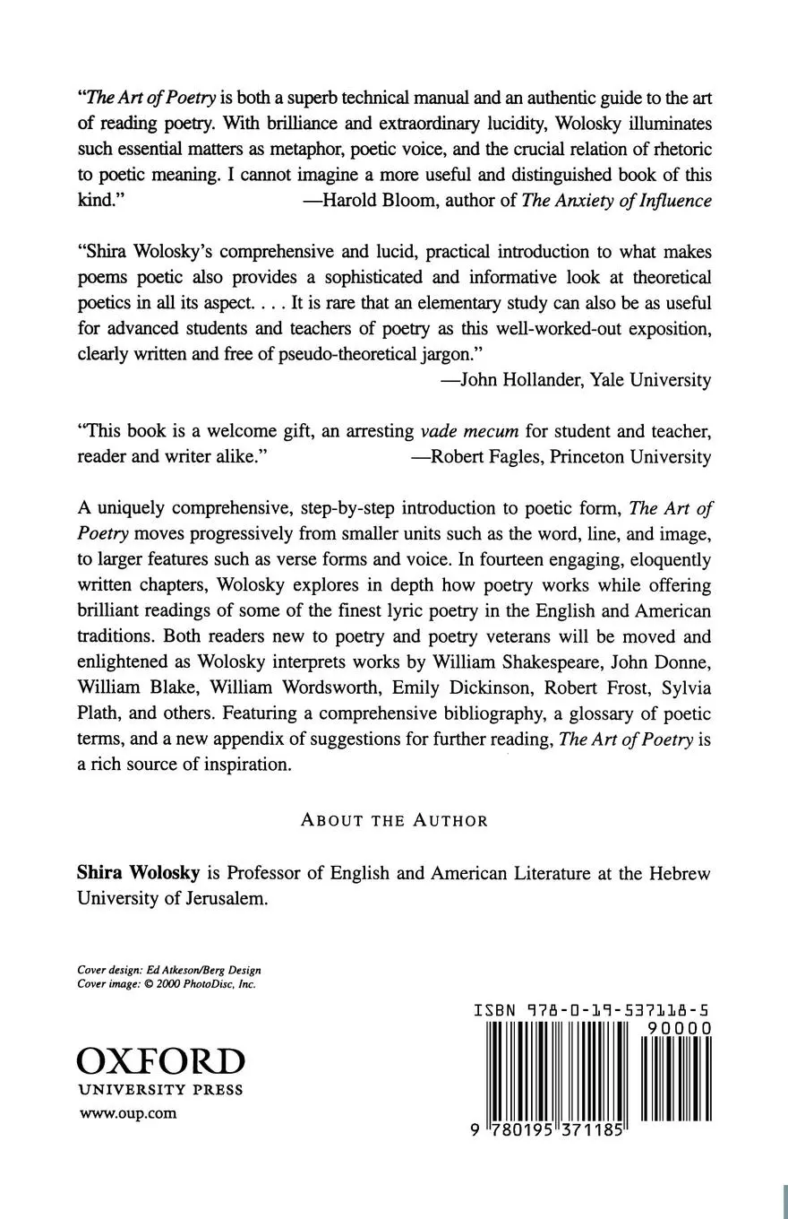 Rückseite: 9780195371185 | The Art of Poetry | How to Read a Poem | Shira Wolosky | Taschenbuch