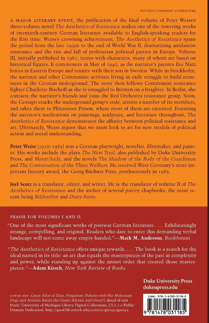 Rückseite: 9781478031185 | The Aesthetics of Resistance, Volume III | A Novel Volume 3 | Weiss