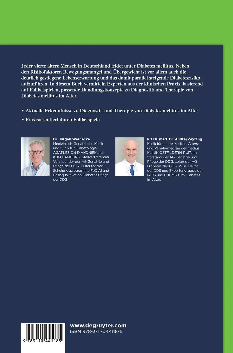 Rückseite: 9783110441185 | Diabetes im Alter | Andrej Zeyfang (u. a.) | Buch | XVII | Deutsch