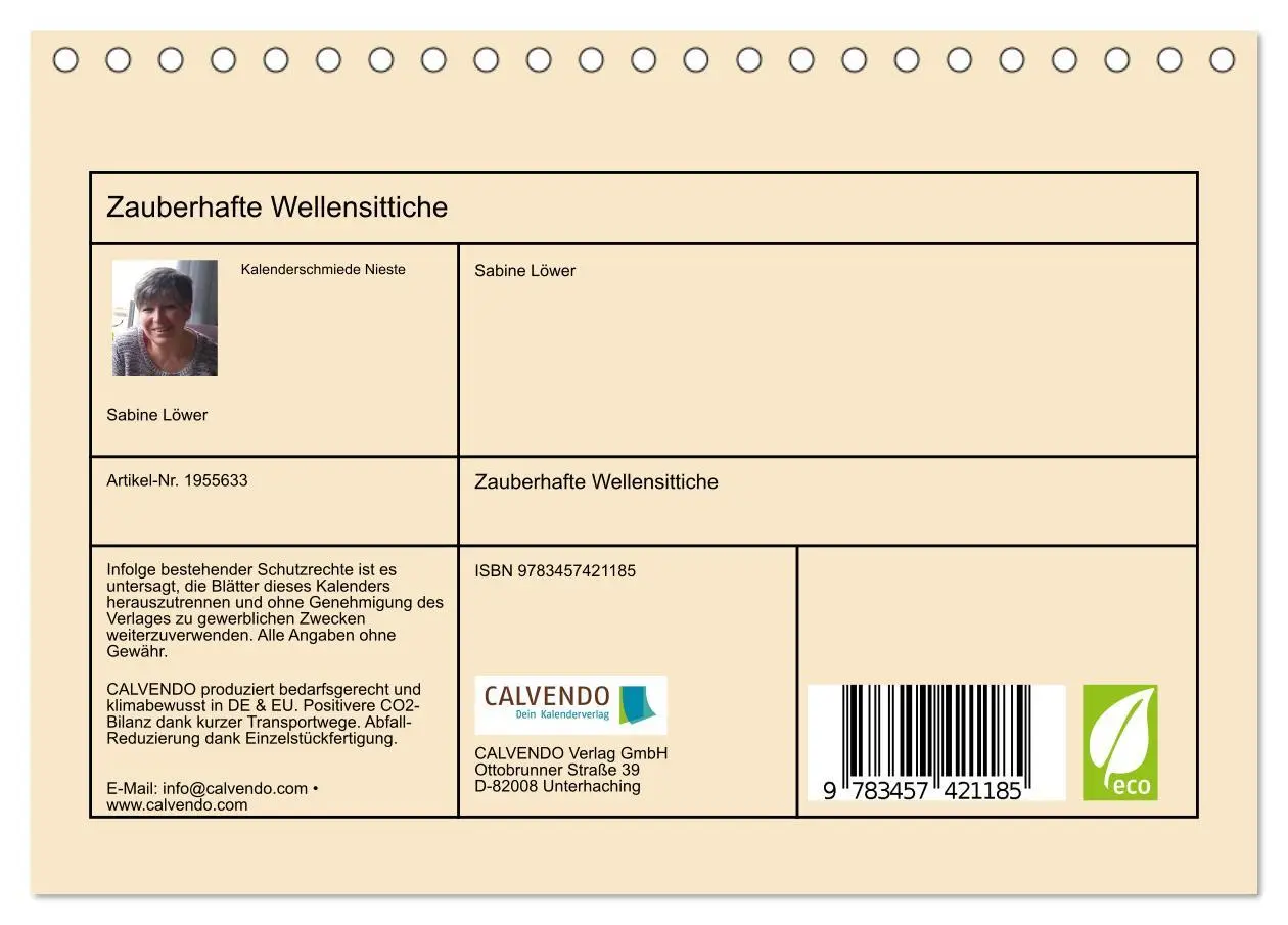 Bild: 9783457421185 | Zauberhafte Wellensittiche (Tischkalender 2026 DIN A5 quer),...